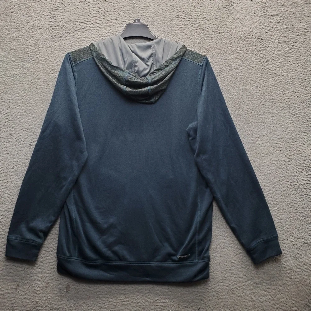Adidas Hoodie Mens L Blue Fleece Lined Climawarm Athletic Long Sleeve Full Zip